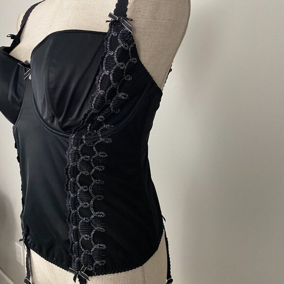 bravissimo moonlight bustier in paris satin black basque - Picture 3 of 4